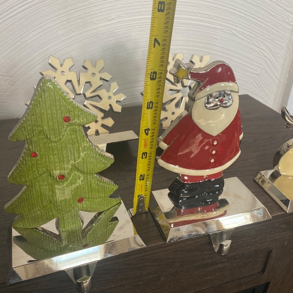 5 Vintage Stocking holders heavy duty enamel chrome Christmas Santa tree snow - Picture 9 of 11